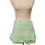 ZARA Light Green Polka Dot High Rise Ruffle Side Zipper Casual Short Mini Skort Photo 0