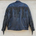Vintage Hein Gericke Black Leather Moto Jacket Fringe Roses L Size L Photo 10