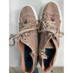 Womans Blowfish Malibu Fashion Sneakers 8.5 Pink Lace Up Zip Up Distressed Wedge Photo 4