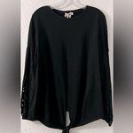 Emma & Grace Eyelet Long Sleeve Top Black Photo 0