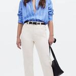 Madewell The 90s Straight Crop Jean Tile White High Rise Raw Hem Women US 28 NWT Photo 0