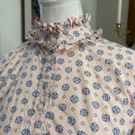 J.Crew  Classic Fit Ruffle neck Shirt In Medallion Print Size‎ 4 Photo 2