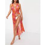 Ted Baker ππ Rosaliy Full Length Swim Cover Up ~ Bright Pink Print Large NWT Photo 1