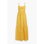 Monique Lhuillier 💕💕 Eyelet Cutout Tiered Maxi Dress ~ Limoncello Yellow 12 NWT Photo 4