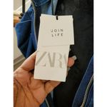 ZARA Women's Blue Denim Cotton V-Neck Balloon Sleeve Knee Length Dress Size XS Photo 8