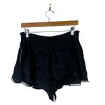 Anthropologie NWT  Black Western Cowboy Boot Dice Embroidered Smocked Shorts Sz M Photo 2