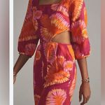 Farm Rio  Anthropologie linen blend Tie Back Cut out Jumpsuit size Medium Photo 2