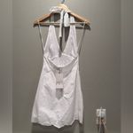 ZARA NWT  White Embroideded Poplin Mini Halter V-Neck Lace Dress XS Photo 2