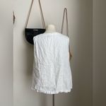 Flax  White Linen V Neck Sleeveless Tank Top, Size Medium Photo 1