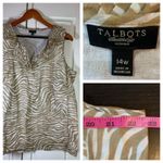 Talbots  Ruffle Neck Tank Womens Size 14W Brown White‎ Zebra Print Office Church Photo 1