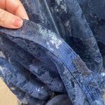 Teri Jon Mother of The Bride Navy Off The Shoulder Sequin Evening Gown Size 10 Blue Photo 4