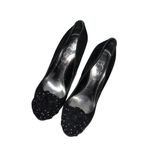 BCBGMAXAZRIA Paris Black Studded Rose Appliqué Stiletto Heels Photo 1