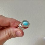 Aqua Oval Silver Ring Vintage “Briseis” Glass Blue Statement Maximal Beachy Coastal Jewelry Photo 12