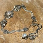 Sterling Silver DGS Turkey Filigree Floral White Pearl 925  Adjustable Bracelet Photo 7