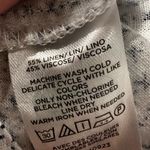 Loft Sz: L Jacquard Puff Sleeve Square Neck Top Linen Blend Cross Repeat Pattern Photo 6