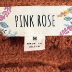 Pink Rose Women’s Knitted Turtle Neck Sweater Blouse Top Sz M Burnt Orange Photo 2