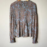 Akemi + Kin Anthropologie Women's Small Adria Paisley Print Shirred Blouse Top Photo 11