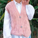 ZARA  New Openwork Knit Vest
Cardigan Pink Jewel Button V-
Neck Size M NWOT Photo 0