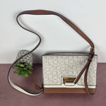 Calvin Klein Tan Cream Brown Designer Logo Purse Handbag With Strap Pockets Photo 0