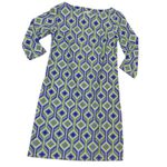 Jude Connally Marlowe Trellis Cobalt Kelly Dress Collared 3/4 Sleeve Preppy XS Photo 2