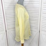 Chico's Chico’s Linen Lace Shoulder Button Up Tunic Shirt Butter Yellow Small Photo 2