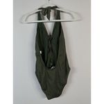 Miss Lola Women’s Olive Green Lace up Halter One Piece Swimsuit Size Large Beach Photo 5