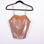 Madewell Sequin Sparkle Embellished Square Neck Cami Tank Top Fallen Timber M Photo 0