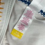 No Boundaries  Bikini Top Removable Cups Crochet Lace Up White Colorful L Photo 3