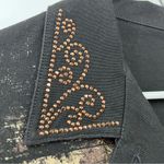 Vintage Cactus M Black Brown Chocolat theme rhinestone button down Jean Jacket Size M Photo 8
