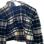ZARA Women's M Plaid Crop Jacket Black & White with Hood Photo 1