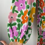 Traffic People Aurora L NWT White Multicolored Balloon Sleeve Floral Midi Dress Size L Photo 8