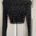 Black Sheer Knit Womens Medium Top Celestial Stars Boho Festival Photo 0