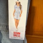 Celebrity Pink Light Blue Denim Shirt Dress Photo 2