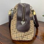 Dooney & Bourke Vintage Leather Brown Leather Signature Canvas Satchel Handbag Photo 2