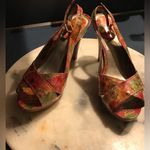 Kelly & Katie  Sandals Heels Shoes Women8.5 Orange Pink Floral Daisy Slin… Photo 0