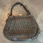 Nordstrom Black Straw & Leather Shoulder Bag Women's Closure Fabric Lined NWT Photo 0