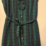 Tommy Hilfiger  green, blue black tartan plaid ruffled belt dress size XXL NEW Photo 6