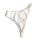 🔃White Ribbed Bikini Swimsuit Bottom Size L Photo 2