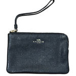 Coach  Black Glitter Leather Wristlet Pouch Wallet Clutch Gold Hardware Photo 0