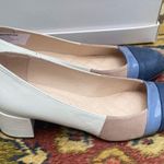 Hispanitas White and Blue Block Heel Pumps Size 6 Photo 0
