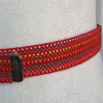 Vintage Kandell & Marcus Cherry Red Multicolor Rainbow Woven Belt Statement Photo 1