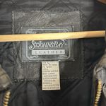 st. john's bay Vtg St. John bay leather Black bomber zip up Jacket oversized large utility Photo 12