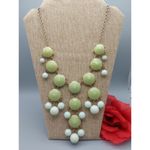 Gold Tone Bubble Necklace Green & Blue Bead Rolo Chain Statement Piece 24" Photo 8