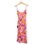 Lulus  Vibrant Babe Pink Multi Floral Cutout Drawstring Midi Dress size M NWT Photo 5