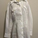 Women's White Linen Tunic by Biscote, Sz: Medium, Made in France Photo 0