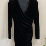 Alex Marie Nikki Stretch Velvet Surplice V Neck Long Sleeve Ruched Dress Sz 4P Photo 1