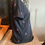 American Vintage Black T-Shirt with Embroidered Flamingos Photo 1