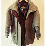 Quilted Olive Green Burgundy Winter Full Zip Coat Jacket Women Small Photo 0