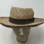 Vintage Henschel Hat Co Lightweight Sheer Classic Straw Boater Bow Sun Hat L Tan Photo 0