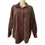 No Comment  Ribbed Button Up Long Sleeves Top Brown Juniors medium Photo 2